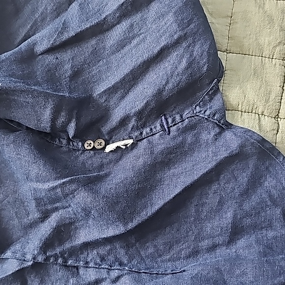 J. Crew Navy Blue Irish Linen Button Down Shirt Women’s 14 Slim - Picture 3 of 5